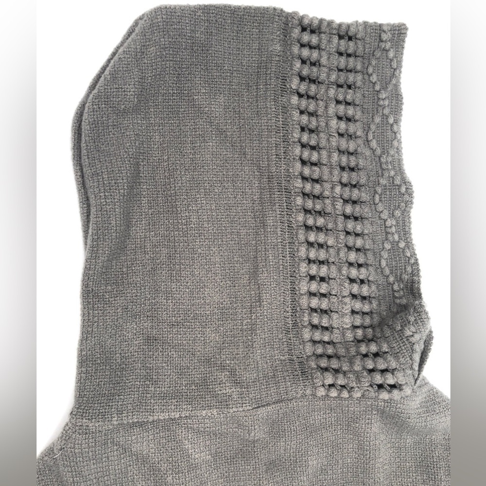 Steve Madden Hooded Poncho Knit Asymmetrical Hem Charcoal Gray Cozy Cabin Core - Picture 4 of 14